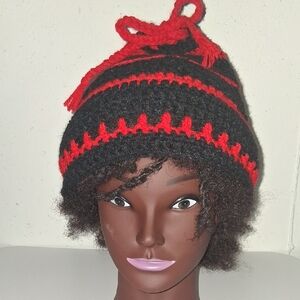 Stylish Black and Red Knit Beanie